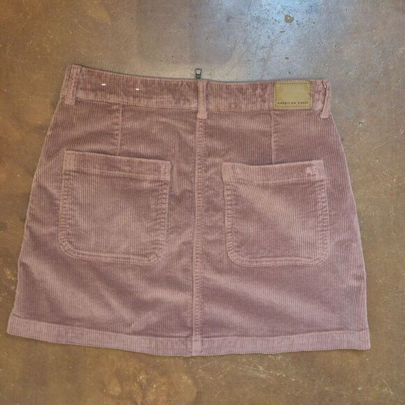 American Eagle Super Stretch Super Hi-Rise Corduroy Skirt 6 Mauve Front Full Zip - Picture 2 of 7